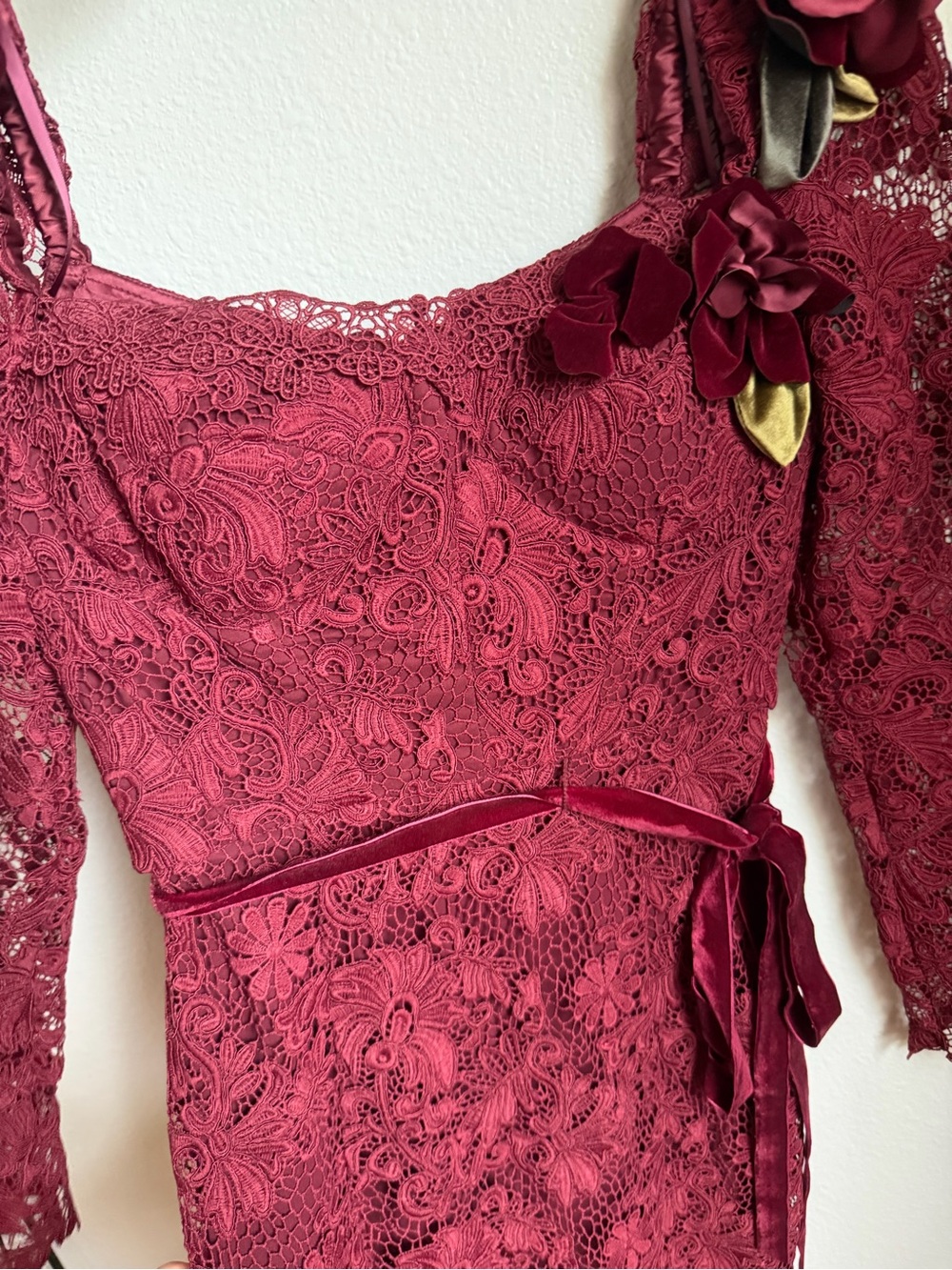 NWT Muse by Marchesa Cypress Corded Lace Floral Applique Sweetheart Maxi Dress - Picture 10 of 14
